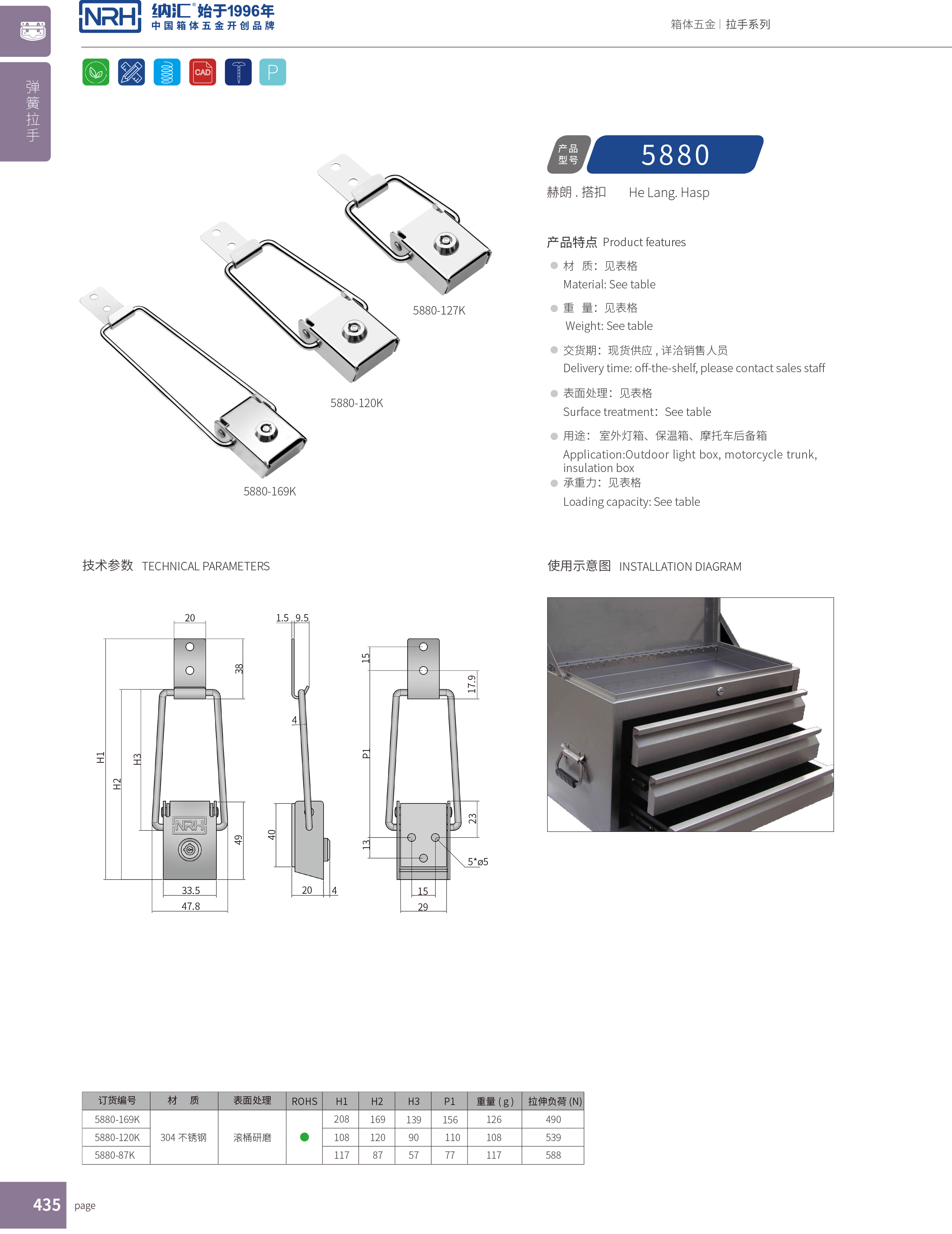 帶鎖一色桃子在线播放5880-120k防鬆防震一色桃子在线播放_不鏽鋼鎖扣_電爐箱鎖扣