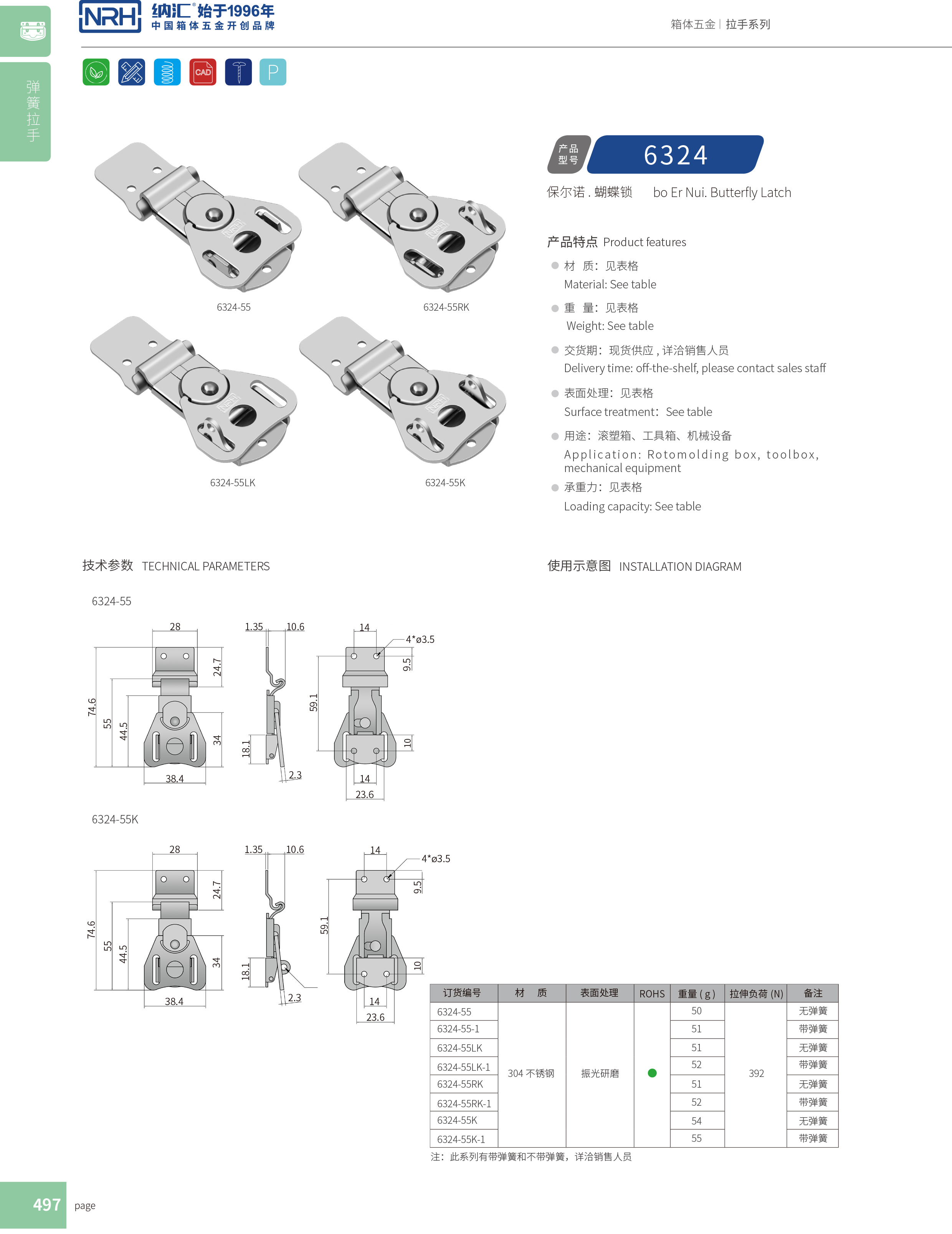 蝴蝶鎖芯6324-55RK冷藏箱一色桃子在线播放_廣告箱箱扣_NRH救災箱箱扣