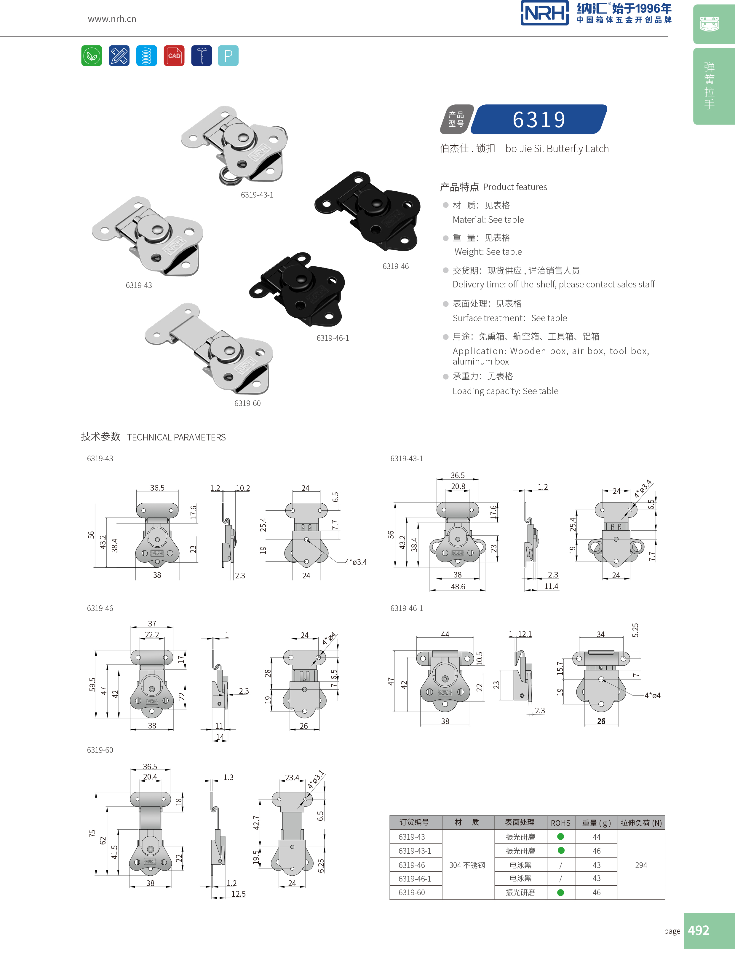 蝴蝶鎖芯6319-43-1野戰戶外箱鎖扣_周轉箱鎖扣_NRH一色桃子中文字幕卡箍箱扣 